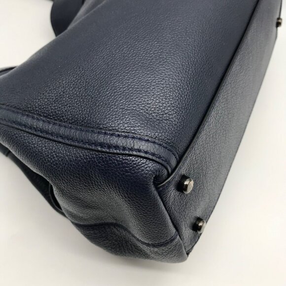 Coach Dark Blue Pebbled Leather Edie Turnlock Shoulder Bag 36855 - Picture 9 of 11